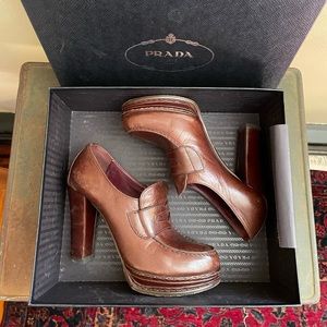 Prada platform loafer pumps